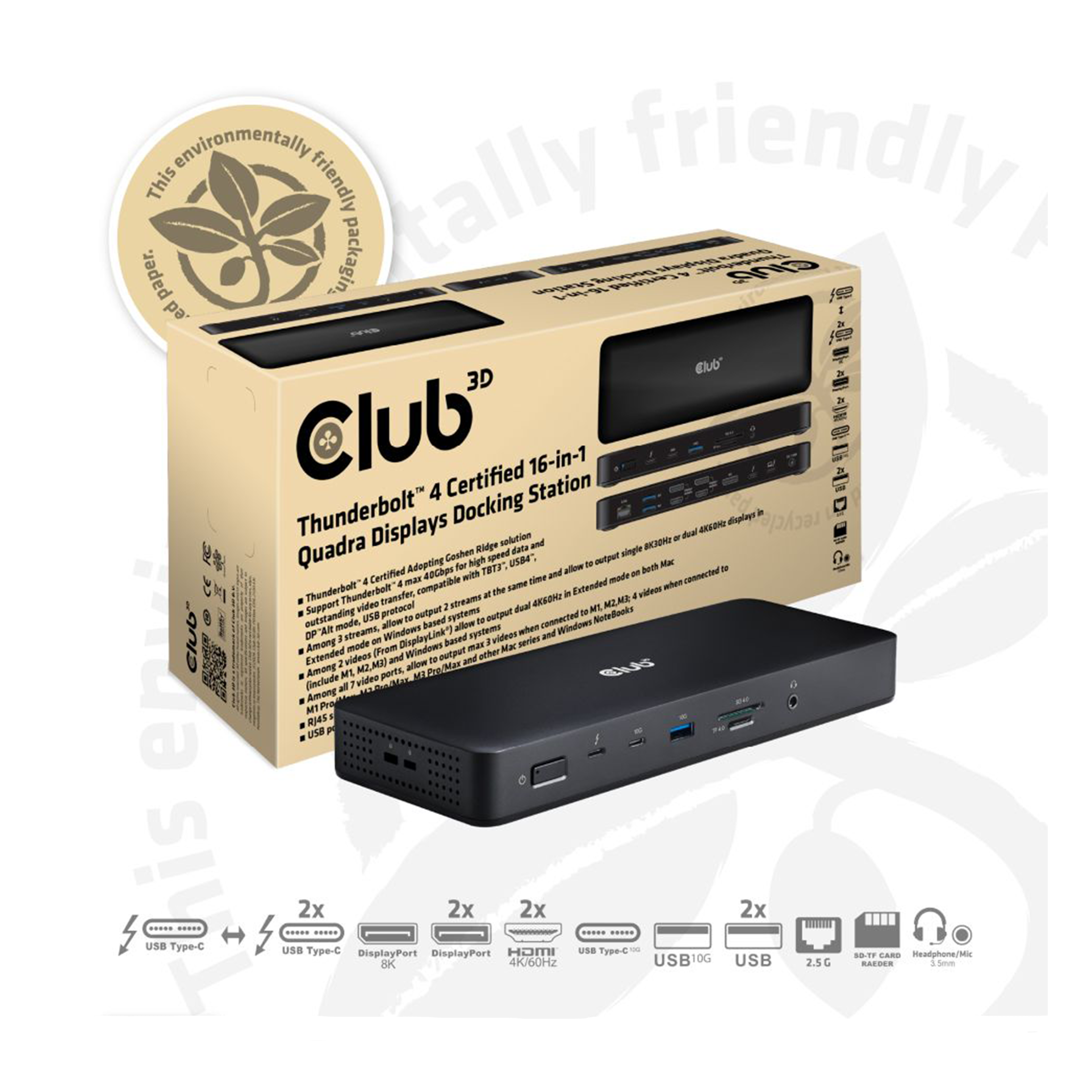 Club3D Thunderbolt4 16-in-1 Dockingstation